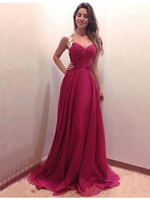 Burgundy A-line Off The Shoulder Applique Prom Gown JTE120 main image 1